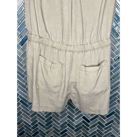 WOMENS BELLA DAHL LIGHT OLINE GREEN SLEEVELESS COLLARED UTILITY ROMPER TENCEL M - Picture 6 of 12